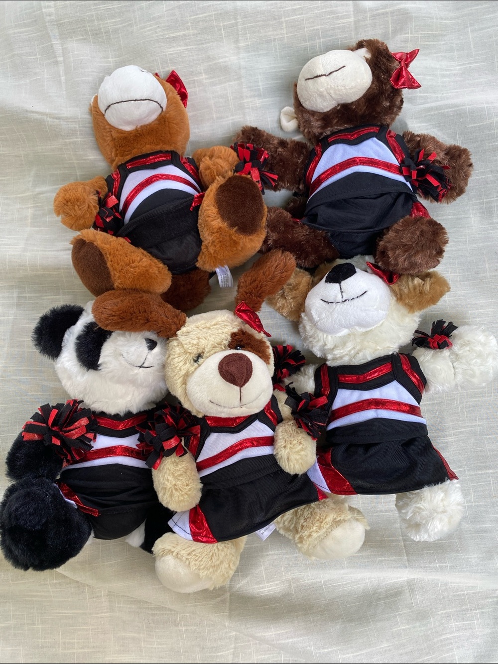 Cheerleader Plush Bear Toy in Black & Red Outfit